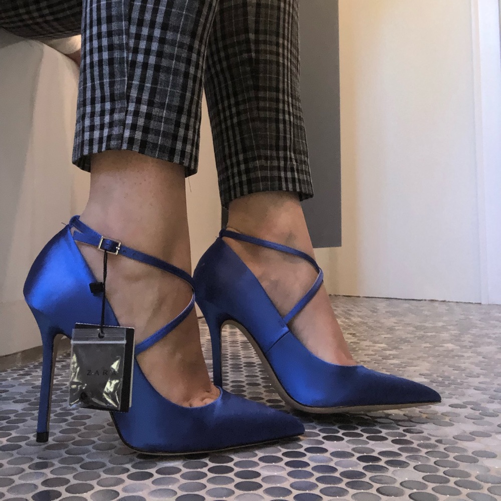Electric Blue Zara Satin Heels